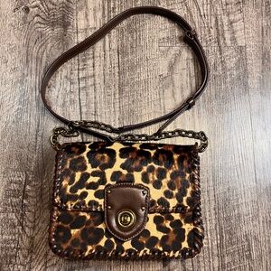 LAUREN RALPH LAUREN MILLBROOK LEATHER LEOPARD CROSSBODY